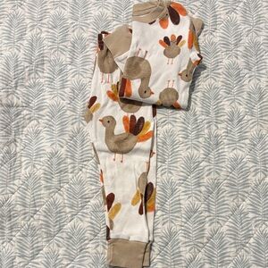 Carter's Turkey Print Kids Pajama Set - Beige and Orange